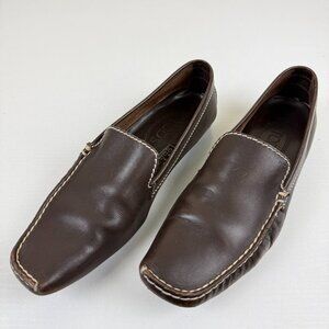 EUC Tod's Women's Brown Leather Driving Moccasins With Contrast Stitching